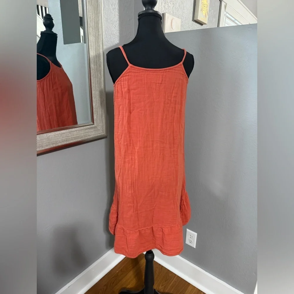 Old Navy Sleeveless Textured Hi-Lo Orange Dress for Girls Size XL 14-16.